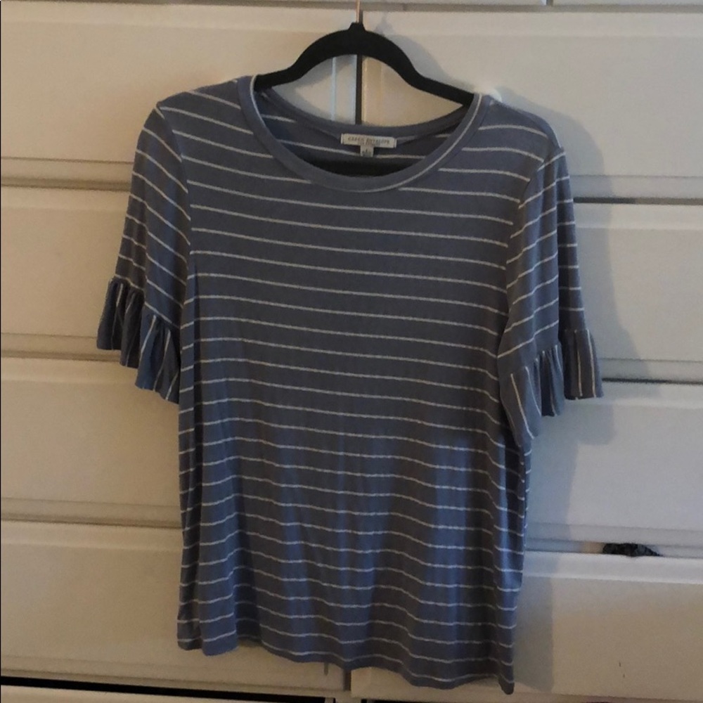 Blue Ruffled-Sleeve Tee